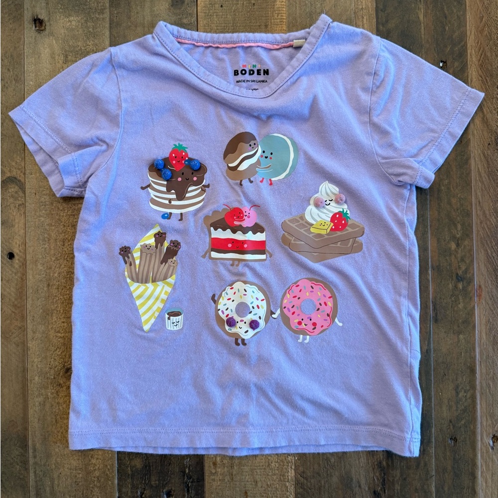 Mini Boden - Printed Graphic T-Shirt - Misty Lavender Dessert/Sweet Treats, 4-5y